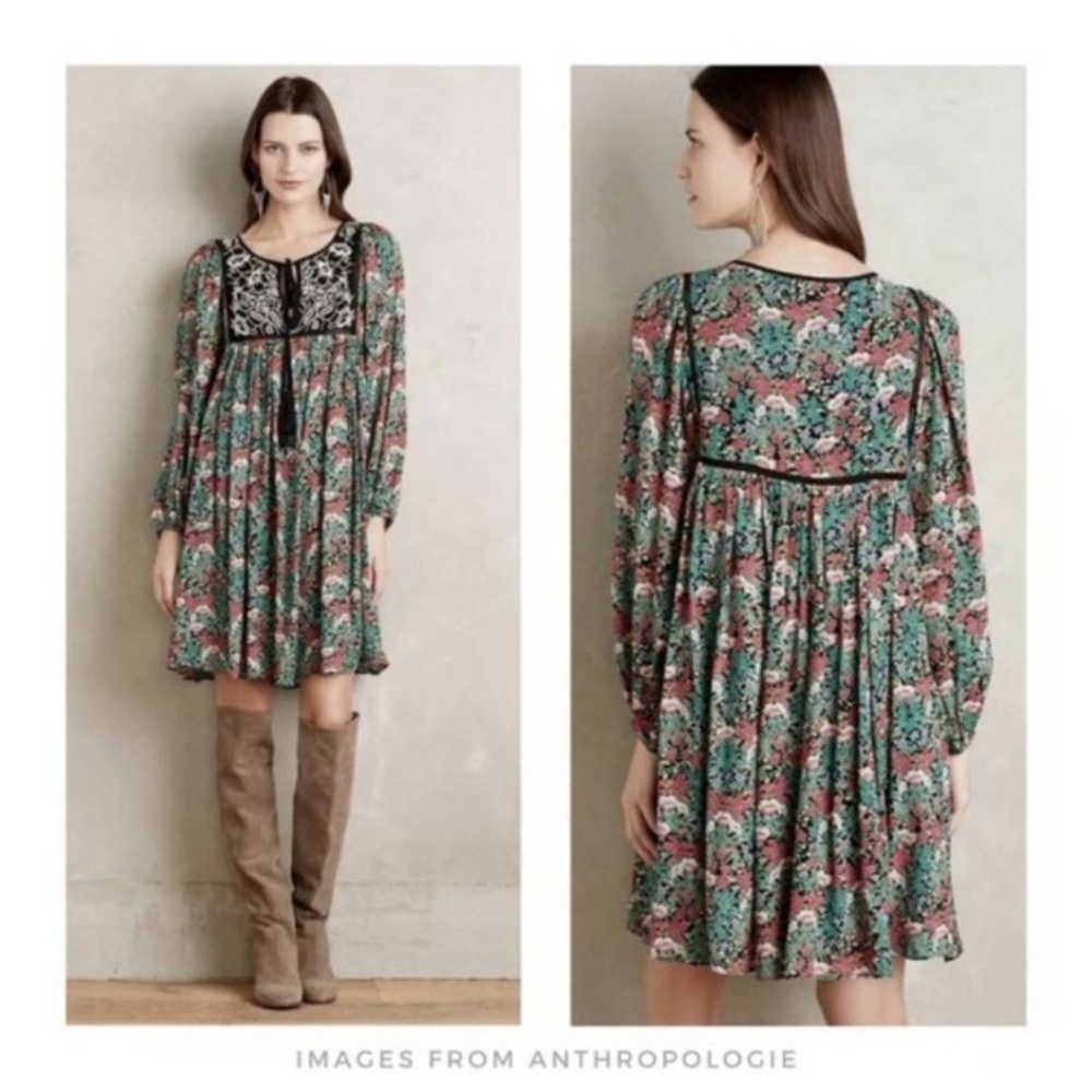 ANTHRO Floreat Ottava Floral Peasant Dress Small